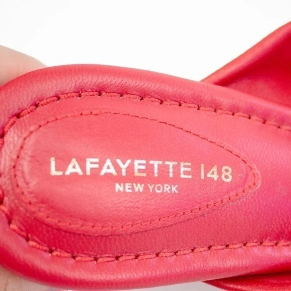 Lafayette 148 NY Red Suede Sandals Size 37.5 / 7.5 US- Made in Spain
